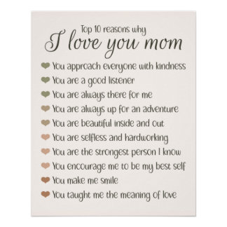 10 Reasons Why I Love You Mum Mother's Day Gift Poster