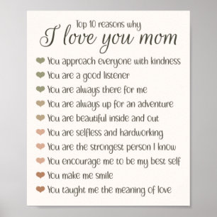 10 Reasons Why I Love You Mum Mother's Day Gift Poster