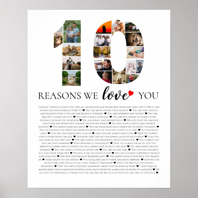10 reasons why we love you wedding anniversary poster (Front)
