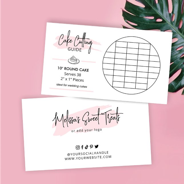 10" Round Cake Cutting Guide 2x1" Wedding Portions Enclosure Card (10 inch round wedding cake cutting guide)