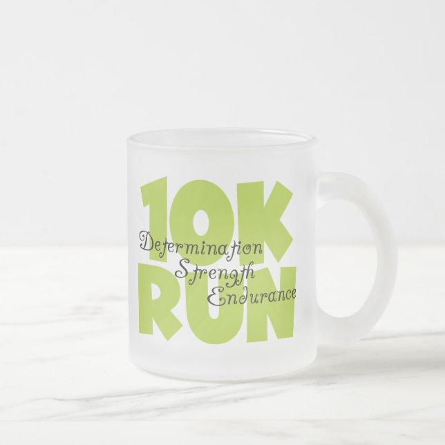 10 Run Spring Green Frosted Glass Coffee Mug (Right)