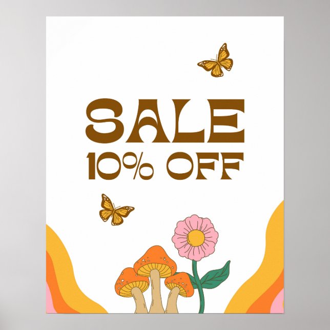 10% Sale Sign, 10 Percent Discount, Boutique Sale Poster (Front)
