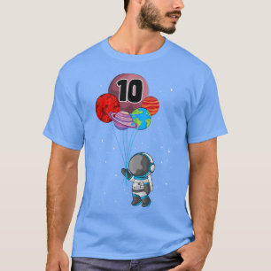 10 Space Birthday Holding Planets Astronaut Bday R T-Shirt
