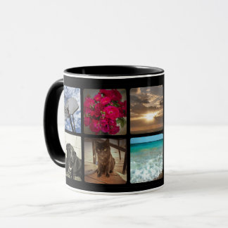 10 Square Black Photo Collage Mug