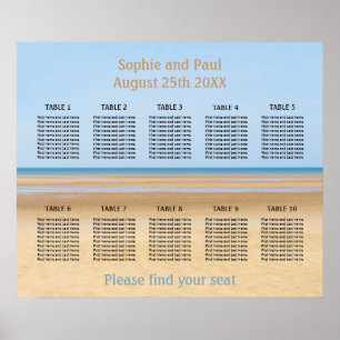 10 Table Beach Wedding Seating Chart