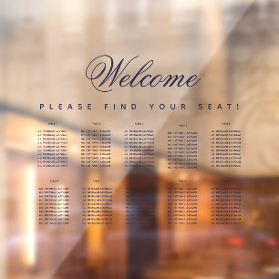 10 Table Navy Blue Transparent Seating Chart Window Cling