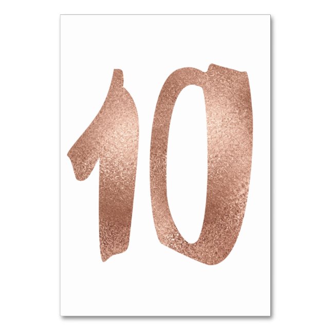 10 Table  Number White Metallic Pink Rose Gold (Front)