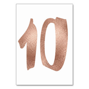 10 Table Number White Metallic Pink Rose Gold Table Number
