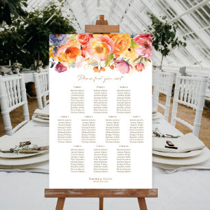 10 Table Spring Floral Wedding Seating Chart