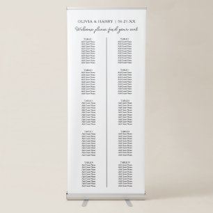 10 Table Wedding Seat Chart Retractable Banner