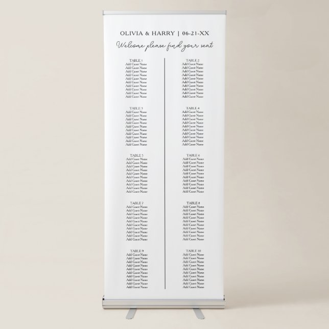 10 Table | Wedding Seat Chart Retractable Banner (Front)