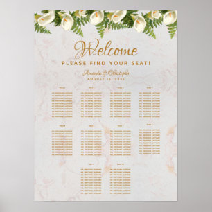 10 Table Wedding Seating Chart Calla Lilies Marble