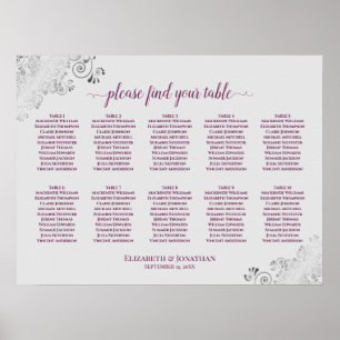 10 Table Wedding Seating Chart Cassis on Grey