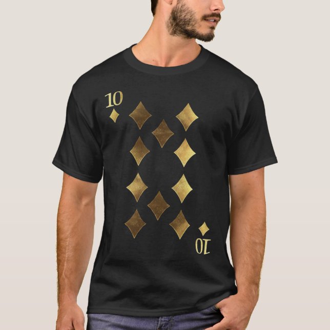 10 Ten of Diamonds Poker Card Playing Card Blackja T-Shirt (Front)