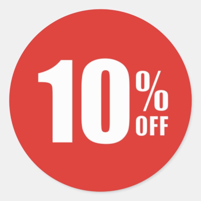 10% Ten Percent OFF Discount Sale Sticker (Front)