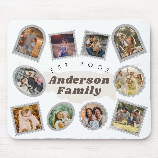 10 Ten Photo Modern Elegant Collage Family Love Mouse Mat (Front)
