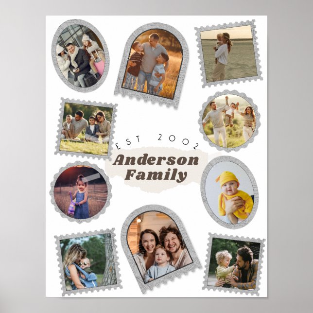 10 Ten Photo Modern Elegant Collage Family Love Poster (Front)