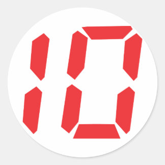 10 ten red alarm clock digital number classic round sticker