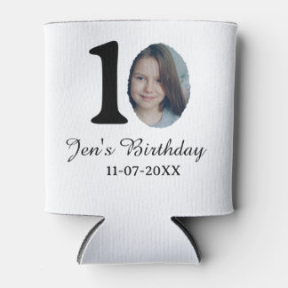 10 th birthday photo bold letter kids name date st can cooler