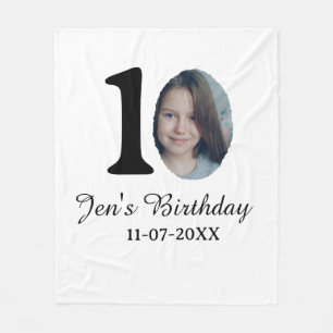 10 th birthday photo bold letter kids name date st fleece blanket