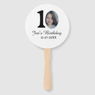 10 th birthday photo bold letter kids name date st hand fan
