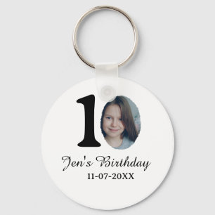 10 th birthday photo bold letter kids name date st key ring