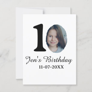 10 th birthday photo bold letter kids name date st postcard
