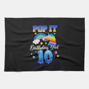 10 Unicorn Birthday Shirt For Girls, Pop It 10th B Tea Towel