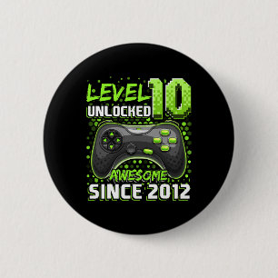 10 Unlocked Awesome 2012 Video Game 10th Birthday  6 Cm Round Badge