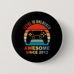 10 Unlocked Awesome 2012 Video Game 10th Birthday  6 Cm Round Badge