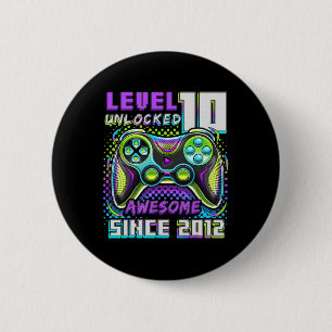 10 Unlocked Awesome 2012 Video Game 10th Birthday 6 Cm Round Badge