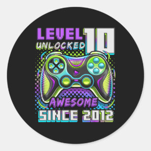 10 Unlocked Awesome 2012 Video Game 10th Birthday Classic Round Sticker