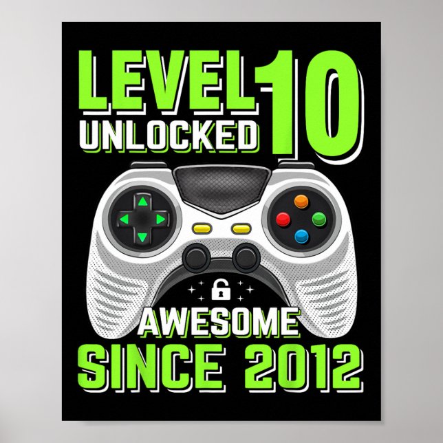 10 Unlocked Awesome 2012 Video Game 10th Birthday  Poster (Front)
