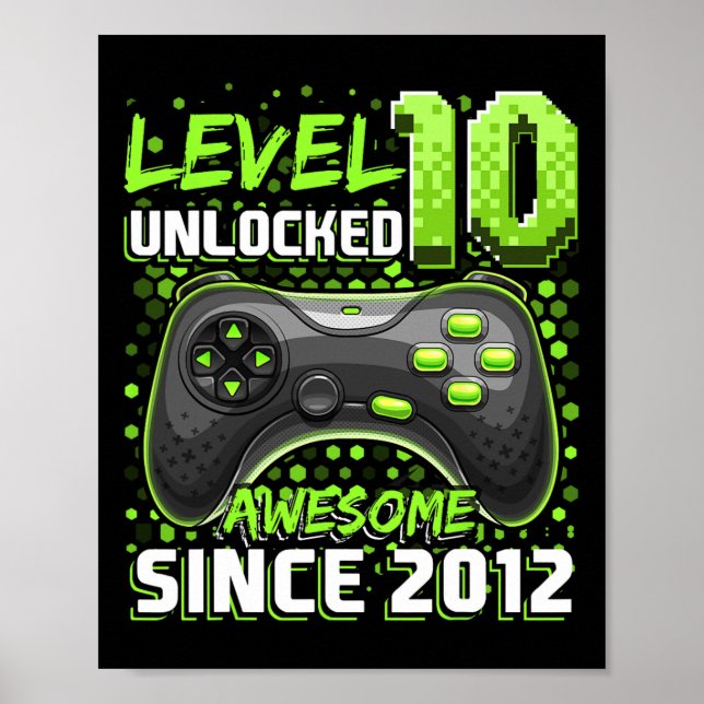10 Unlocked Awesome 2012 Video Game 10th Birthday  Poster (Front)