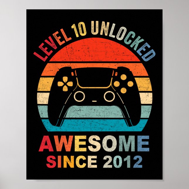 10 Unlocked Awesome 2012 Video Game 10th Birthday  Poster (Front)
