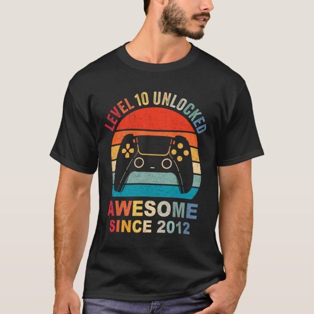 10 Unlocked Awesome 2012 Video Game 10th Birthday  T-Shirt (Front)