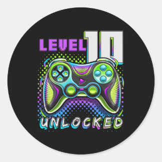 10 Unlocked Video Game 10th Birthday Gamer Boys 2  Classic Round Sticker