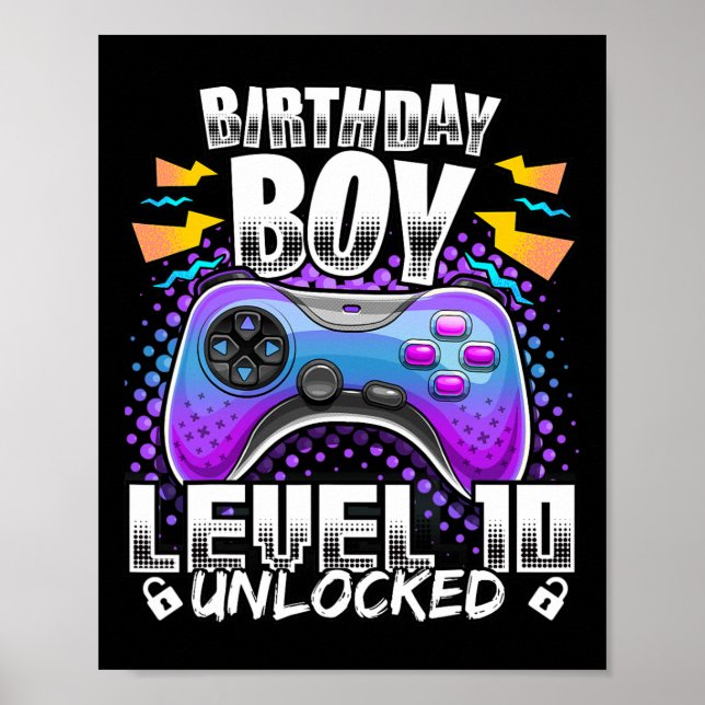 10 Unlocked Video Game 10th Birthday Gamer Boys 3  Poster (Front)