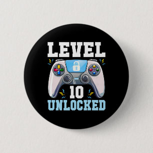 10 Unlocked Video Game 10th Birthday Gamer Boys Ki 6 Cm Round Badge