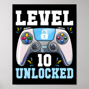 10 Unlocked Video Game 10th Birthday Gamer Boys Ki Poster