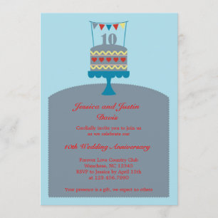 10 Wedding Anniversary Cake Invitation