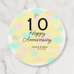 10 wedding anniversary yellow pastel name retro bo favour tags