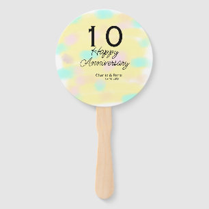 10 wedding anniversary yellow pastel name retro bo hand fan