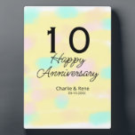 10 wedding anniversary yellow pastel name retro bo plaque<br><div class="desc">Qr codes designs simple templates</div>