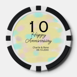 10 wedding anniversary yellow pastel name retro bo poker chips