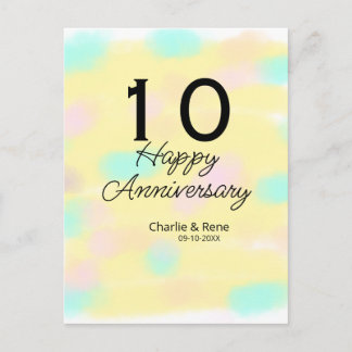 10 wedding anniversary yellow pastel name retro bo postcard
