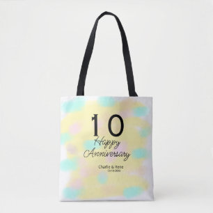 10 wedding anniversary yellow pastel name retro bo tote bag