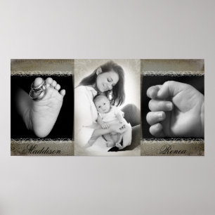 10"x20" 3 Slot Family Collage Montage Antique Poster