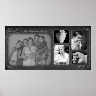 10"x20" 5 Slot Family Collage Montage Chalk Board Poster