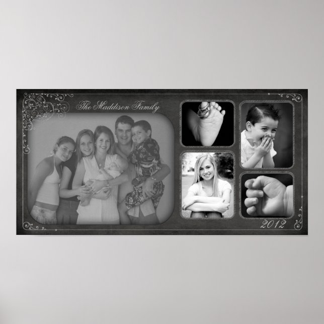 10"x20" 5 Slot Family Collage Montage Chalk Board Poster (Front)